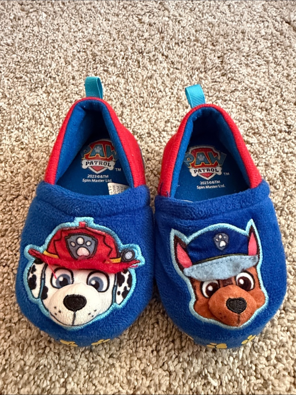 Paw Patrol Blue and Red Kids Slippers Size 5/6